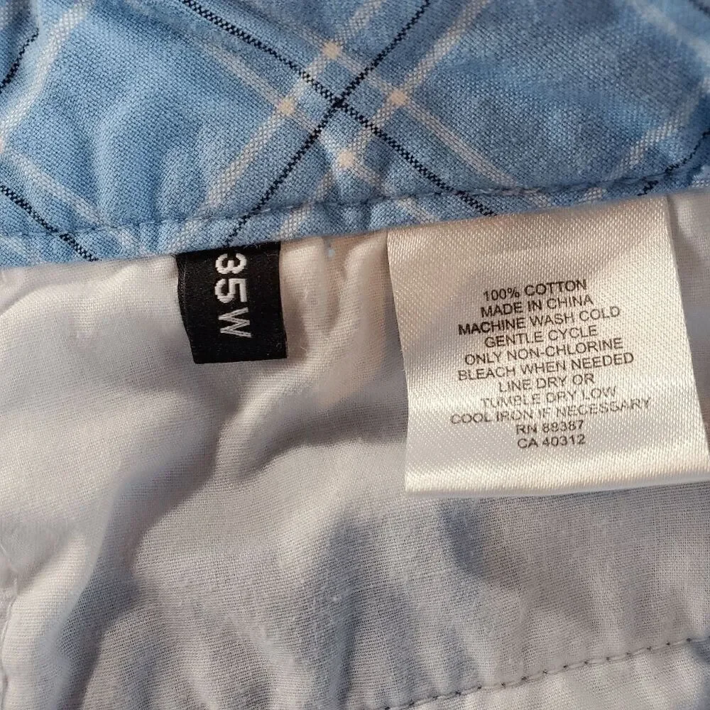 Ashworth Shorts Mens 35W Blue Plaid Chino Golf Performance Regular Fit Outdoor